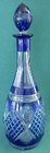 Czechoslovakian Blue Flash Glass Wine Decanter c.1930s