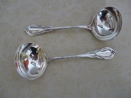 PAIR OF SILVER LADLES HEAVY QUALITY ITEMS