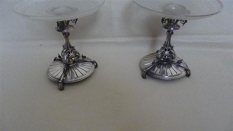 STUNNING PAIR OF VICTORIAN SILVER TABLE CENTRE PIECES, LONDON 1865