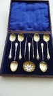 SILVER BOXED SPOON SET WITH TONGS & SIFTER, BIRMINGHAM 1901