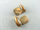 PAIR OF GOLD AND TIGER EYE CUFFLINKS