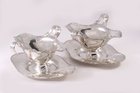 1907 Pair Of Chester Silver Sauce Boats By Barker Brothers