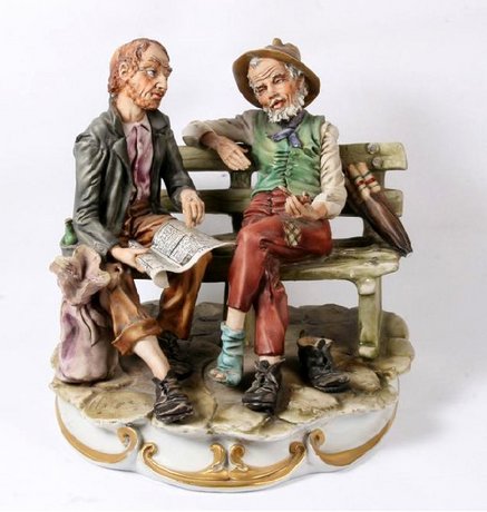 Capodimonte Figurine Of Two Tramps On A Bench