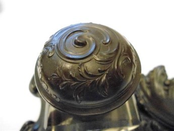 Victorian solid carved ebony Inkstand