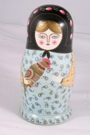 A hand painted set of seven Russian Matryoshka dolls