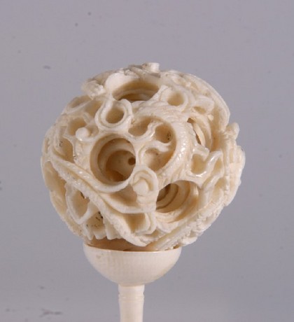 Late nineteenth century Chinese carved ivory concentric ball 