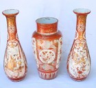 A set of three Japanese Kutani vases 