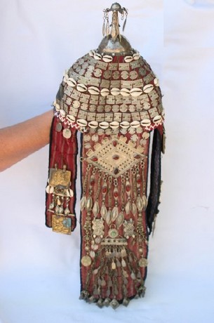 Quite rare pair of late 19th century Turkmenistan wedding headdresses 