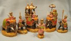 Spectacular large size decorated carved wood Indian Figural Chess Set