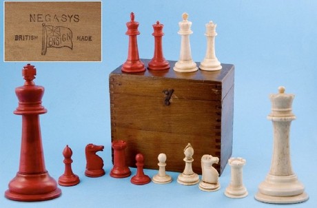 Late 19th century Anglo Indian Campaign bone Staunton pattern Chess Set