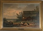A late 19th century original oil on canvas Farmyard scene