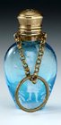 c1900 MARY GREGORY BLUE GLASS SCENT PERFUME BOTTLE