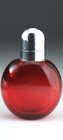 c1900 ROUND RUBY SCENT PERFUME BOTTLE, SILVER TOP