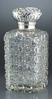 CUT GLASS SCENT PERFUME BOTTLE STERLING SILVER TOP
