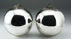 PAIR OF LATE C19th SILVER WITCHES BALLS, ORNAMENTS