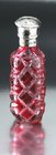 CRANBERRY OVERLAY SCENT PERFUME BOTTLE SILVER TOP