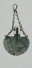 MOSS AGATE SCENT PERFUME BOTTLE, SILVER TOP