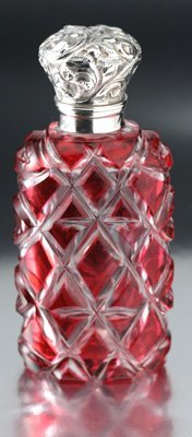 CRANBERRY OVERLAY SCENT PERFUME BOTTLE