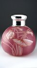 LARGE CAMEO SCENT PERFUME BOTTLE, PLATED TOP