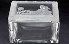 DECO CUT GLASS BOX with ETCHED FIGURAL & DOVES LID