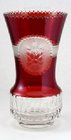 POSSIBLY HAIDA FLASH RUBY ENGRAVED VASE WITH OPTIC LENS
