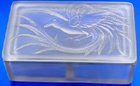 DECO FROSTED GLASS BOX w. BIRD OF PARADISE DECOR