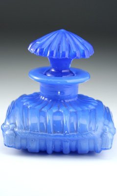 BLUE OPALINE GLASS CUSHION SCENT PERFUME BOTTLE