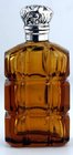 AMBER CUT GLASS SCENT PERFUME BOTTLE, SILVER TOP