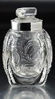 ENGRAVED CRYSTAL SCENT PERFUME BOTTLE, SILVER BAND