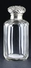 CUT GLASS PERFUME SCENT BOTTLE, SILVER TOP