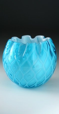 QUILTED BLUE SATIN AIR TRAP POSY VASE