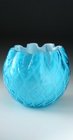 QUILTED BLUE SATIN AIR TRAP POSY VASE