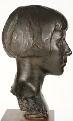 SAUL BAIZERMAN (1889-1957) BRONZE, HEAD OF A YOUNG GIRL