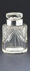 OVAL CUT GLASS SCENT PERFUME BOTTLE SILVER COLLAR