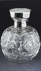 SPHERICAL CUT GLASS SCENT PERFUME BOTTLE SILVER TOP #2