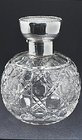 SPHERICAL CUT GLASS SCENT PERFUME BOTTLE SILVER TOP