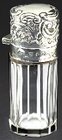 PANEL CUT CYLINDER SCENT PERFUME BOTTLE, SILVER TOP