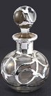 SILVER OVERLAY GLASS SCENT PERFUME BOTTLE #2