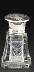 CUT CRYSTAL SCENT PERFUME BOTTLE, SILVER INLAY BIRD TOP