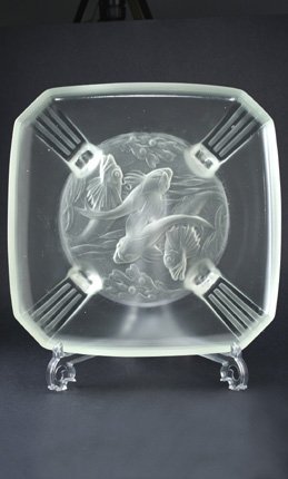 DECO VERRERIE DES HANOTS FISH MOTIF LARGE GLASS DISH