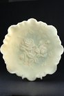 IMPERIAL OPEN ROSE OPAQUE DOE SKIN CARNIVAL GLASS BOWL