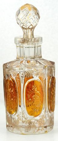 ETCHED AMBER PANEL SCENT PERFUME BOTTLE POSSIBLY ST LOUIS