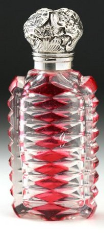 CASED CRANBERRY OVER CLEAR SCENT PERFUME BOTTLE