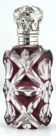 CASED AMETHYST OVER CLEAR SCENT PERFUME BOTTLE