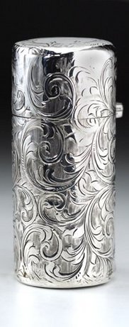 GEORGE WATTS SILVER CYLINDER SCENT PERFUME BOTTLE