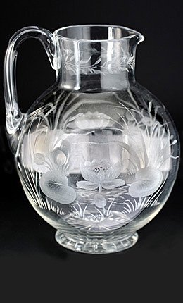 WATER JUG ENGRAVED WITH LILIES AND RUSHES