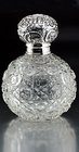 CUT CRYSTAL SPHERICAL SCENT PERFUME BOTTLE, SILVER TOP
