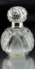 CUT CRYSTAL SPHERICAL SCENT PERFUME BOTTLE, SILVER TOP