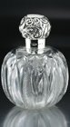 CUT CRYSTAL SPHERICAL SCENT PERFUME BOTTLE, SILV T