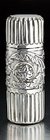 EMBOSSED SILVER CYLINDER SCENT PERFUME BOTTLE